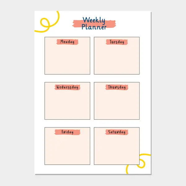 Weekly planner vector template, weekend