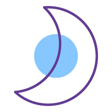 Colorful half-moon outline flat vector illustration