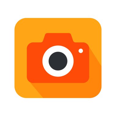 Retro digital camera vector flat icon illustration