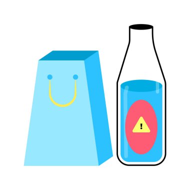 Poison bottle with shopping paper bag illustration
