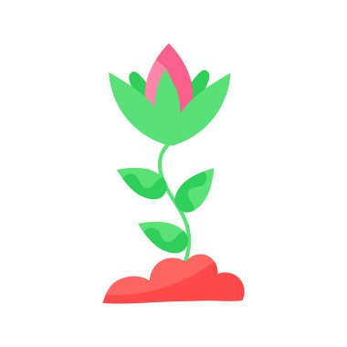 Red and green spring flowers vector illustration