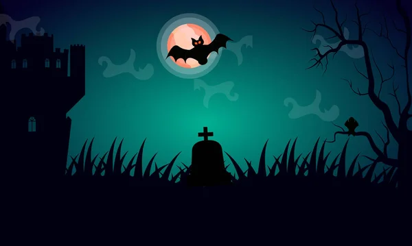 Halloween Lovené Čarodějnice Dům Pozadí Ilustrace — Stockový vektor