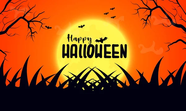 Ευτυχισμένο Halloween Τρόμου Φεγγάρι Διάνυσμα Απεικόνιση — Διανυσματικό Αρχείο