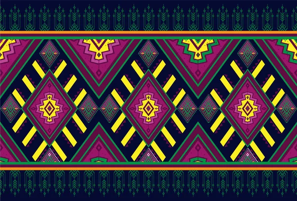 イカット幾何学民俗装飾 部族的民族的ベクトルテクスチャ アステカスタイルのシームレスストライプパターン 部族の刺繍図 インド ジプシー メキシコ 民俗パターン — ストックベクタ