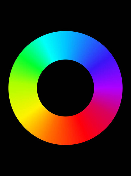 RGB color circle on white background, vector, rainbow circle fade