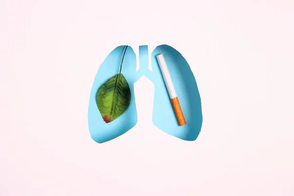 Healthy lungs and smoker\'s lungs. No smoking day concept on a white background.