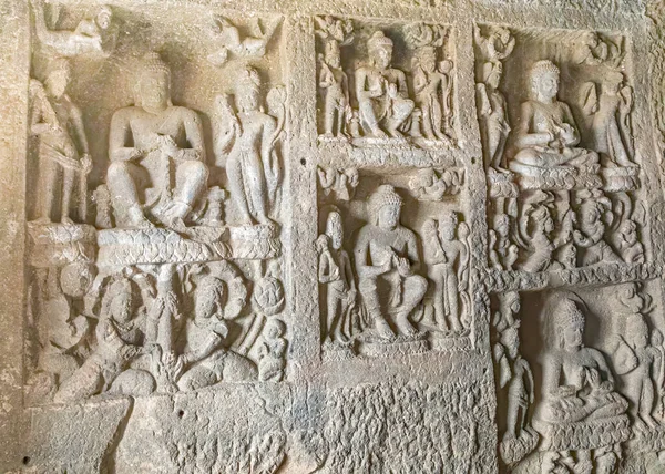 Buddah Escultura Cavernas Aurangabad — Fotografia de Stock