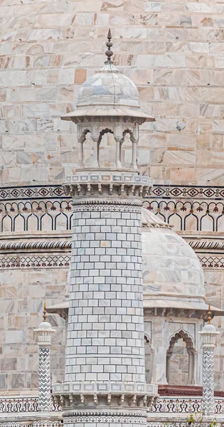 Details Van Het Snijden Marmer Bij Minar Van Taj Mahal — Stockfoto