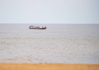 A Boat in the sea with Indian Flag