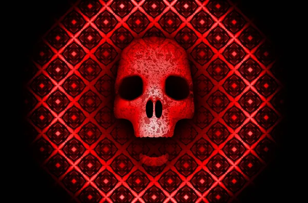 Gory Halloween Skull Human Skull Blood Gory Human Skull Patterned — Stock Photo, Image