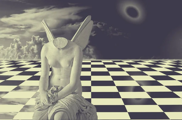 Model Angel Checkered Background Vaporwave Aesthetics Art Style Surreal Vaporwave — 스톡 사진