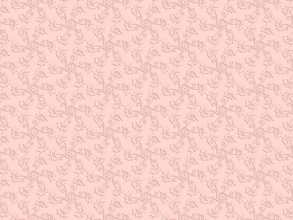 Floral pattern with heart. Flower pattern background with heart. Floral print with pink and abstract flowers and heart on pink background.