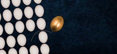 A golden egg changing the way to opposite direction than rest of the world.