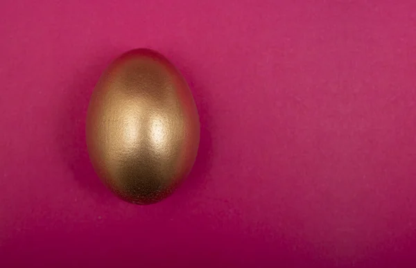 Isolated Closeup Golden Egg Pink Background — Foto de Stock