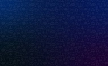 Digital blue background with different icons merger as bg.