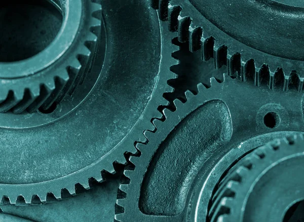 Closeup View Industrial Gears Teamwork Concept — Stockfoto