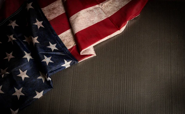 Bandera Estados Unidos Estilo Vintage Rústico Sobre Fondo Acero Concepto —  Fotos de Stock