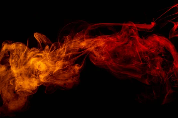 ダークバナーに黄色と赤のライトと煙のコンセプト — ストック写真