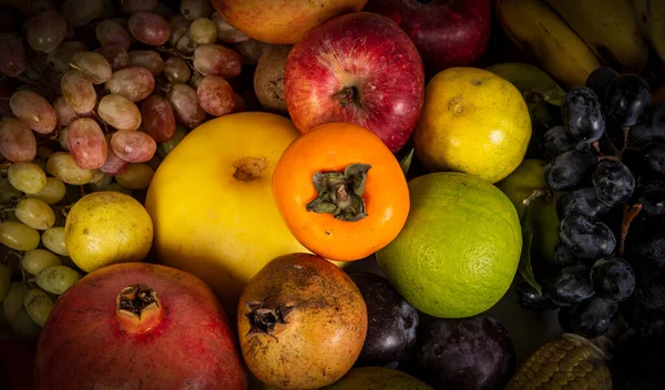 Assortimento Frutta Biologica Vista Vicino Alimentazione Sana Concetto Dieta — Foto Stock