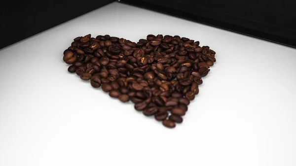 Beyaz arka planda kahve çekirdekleri.
