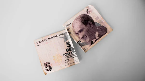 Turkisk Lira Sedel Turkisk Valuta Turkiska Pengar Devalvering Turkiska Pengar — Stockfoto