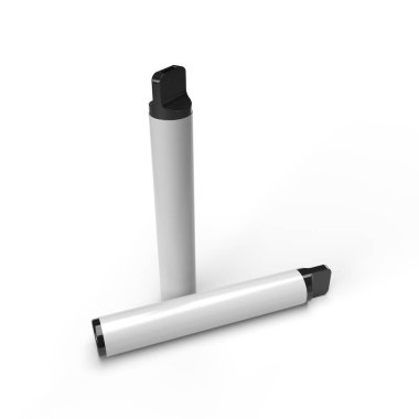 Gerçekçi kullan-at Vape Elektronik Sigara, beyaz arka planda, tasvir ve çizimler için izole edilmiş. 3 Boyutlu Resim Çizimi