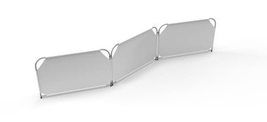 Beyaz Markalı Bölünme Bölümü Sergi Standı ve Perakende Etkinlikleri. Model ve çizimler için White 'ta izole edilmiş. 3B Hazırlama