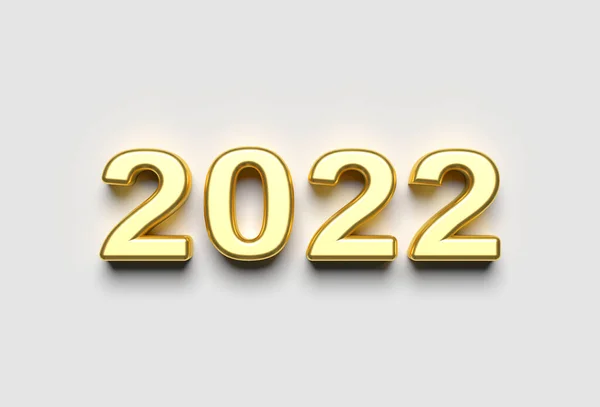 Metallic Gold 2022 New Year Render Illustration Isolated White Background — Fotografia de Stock
