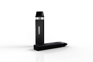 Black Metallic Electronic Vape Scene Illustration isolated on a white background. 3D Render Illustration