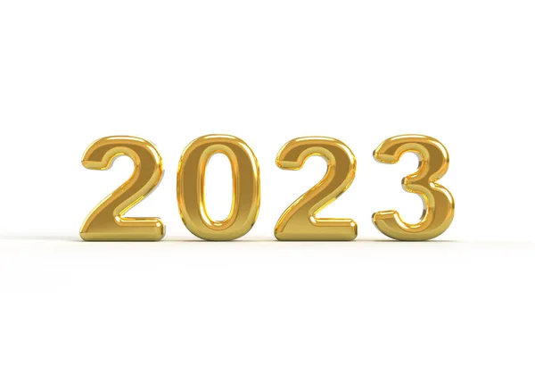 Ouro Metálico 2023 Nova Ilustração Luxo Renderização Ano Isolado Fundo — Fotografia de Stock