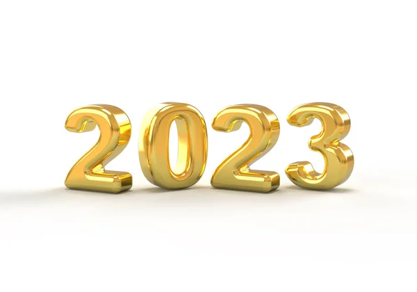 Золотой Металлик 2023 Новый Год Рендеринг Роскошь Иллюстрации Изолированы Белом — стоковое фото