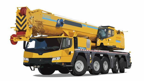 truck crane art design vector template power big truck yellow heavy hydraulic car cargo work industry