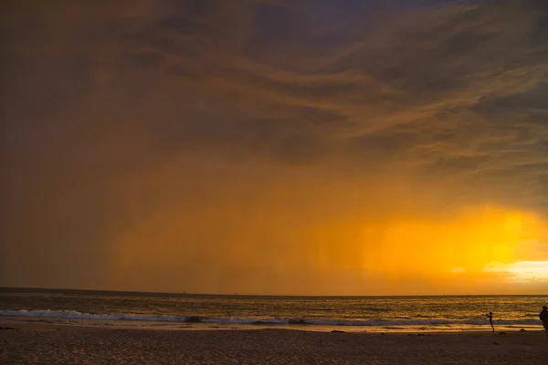 Bliksem Storm Bij Zonsondergang Carpinteria — Stockfoto