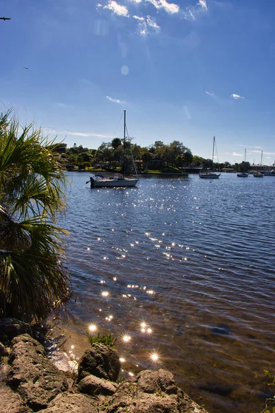 Njuter Solig Vinterdag Vid Vattnet Eau Gallie Florida — Stockfoto