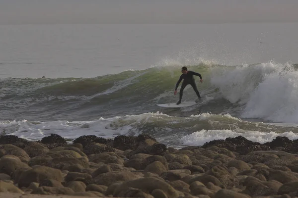 Surfing Winter Waves Rincon Point California — Stock Photo, Image