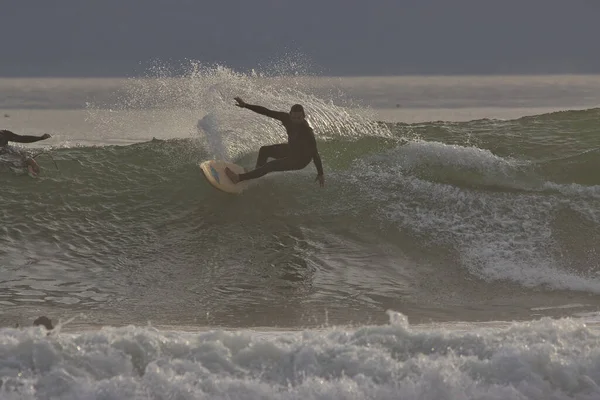 Surfeando Olas Invierno Punto Rincón California — Foto de Stock