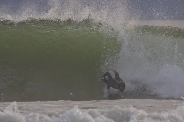 Surfer Sur Les Vagues Hivernales Point Rincon Californie — Photo