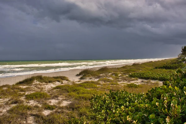 Vinterstorm Över Tomma Stränder Indialantic Florida Stockfoto