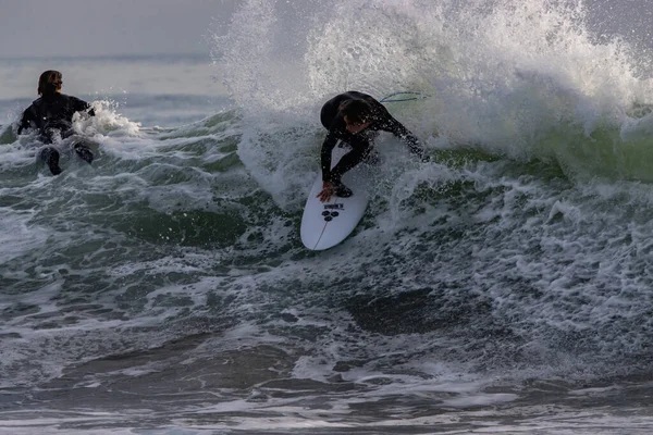 Surfando Ondas Inverno Ponto Rincon Califórnia 2022 — Fotografia de Stock