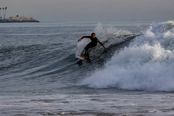 Surfing Winter Waves Rincon Point California 2022 — Stock Photo, Image