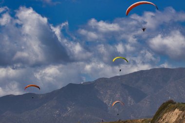 Kaliforniya 'daki Rincon uçurumlarında paragliding