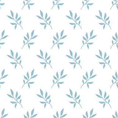 Basit bir şekilde çizilmiş el mavisi yaprakların kusursuz deseni.