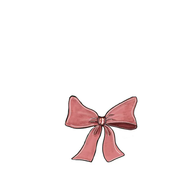 Illustration of festive pink bow with ribbon — Stock Photo, Image