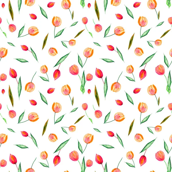 Seamless pattern spring flowers tulips — 스톡 사진