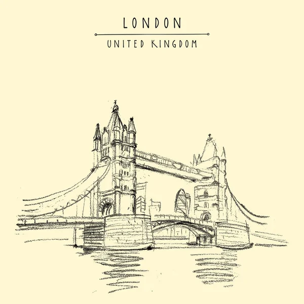 Londres Inglaterra Reino Unido Postal Turística Famoso Puente Torre Río — Vector de stock