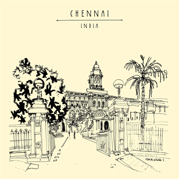 Chennai Madras Tamil Nadu Hindistan Kartpostalı Şirket Binası Hindistan Güzel — Stok Vektör