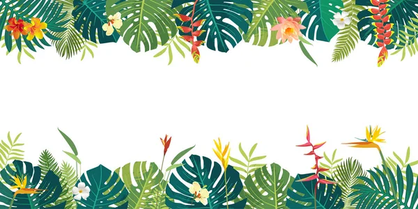 Balinese Polinesian Summer Beautiful Jungle Exotic Leaves Long Horizontal Copyspace — Stock vektor