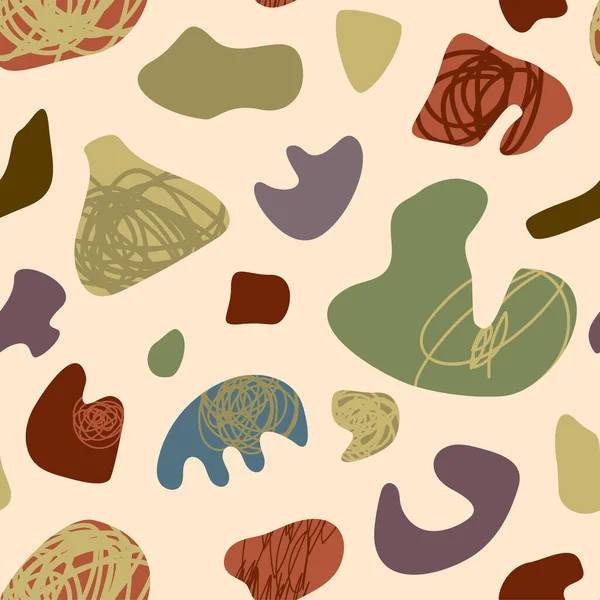 Hand Drawn Seamless Pattern Abstract Organic Shapes Pattern Free Form — ストックベクタ