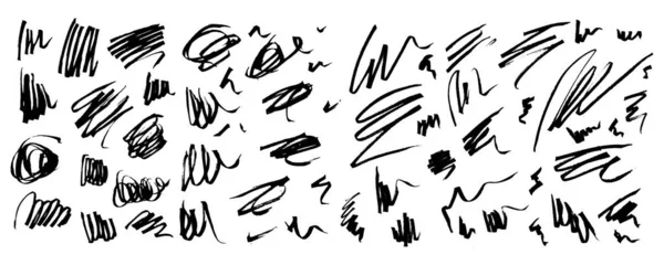 Uppsättning Uttrycksfulla Konstnärliga Grungy Hand Dragna Linjer Utstryk Klotter Vågor — Stock vektor