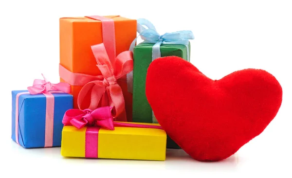 Christmas Presents Heart Isolated White Background — Stock Photo, Image